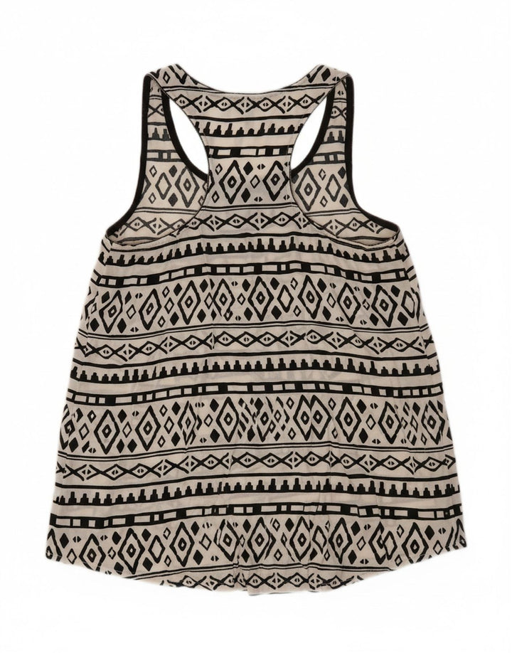 Colete feminino SOLANGE UK 10 pequeno branco geométrico