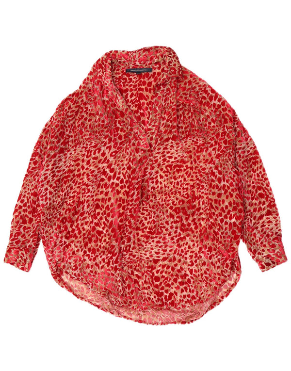 Blusa feminina oversized French Connection Reino Unido 6 XS vermelho animal estampado