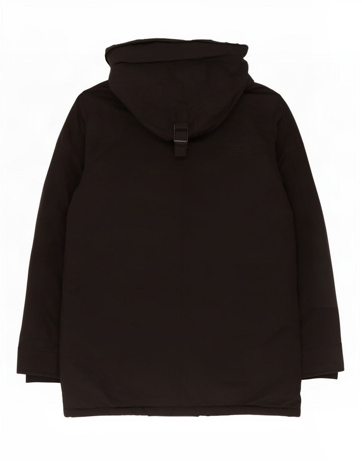Casaco acolchoado com capuz masculino Zara UK 38 poliéster preto médio