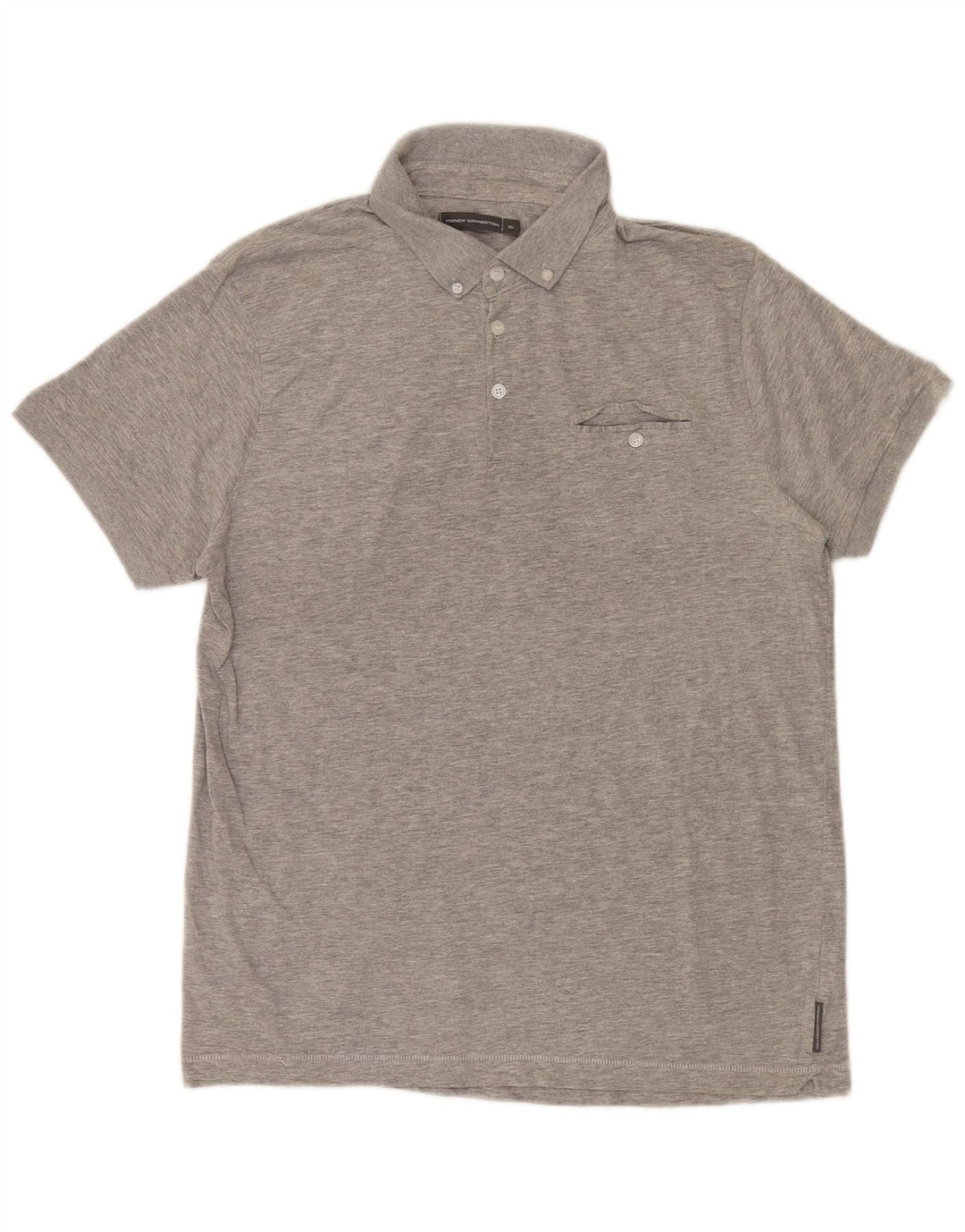 Camisa polo masculina XL da French Connection algodão manchado cinza