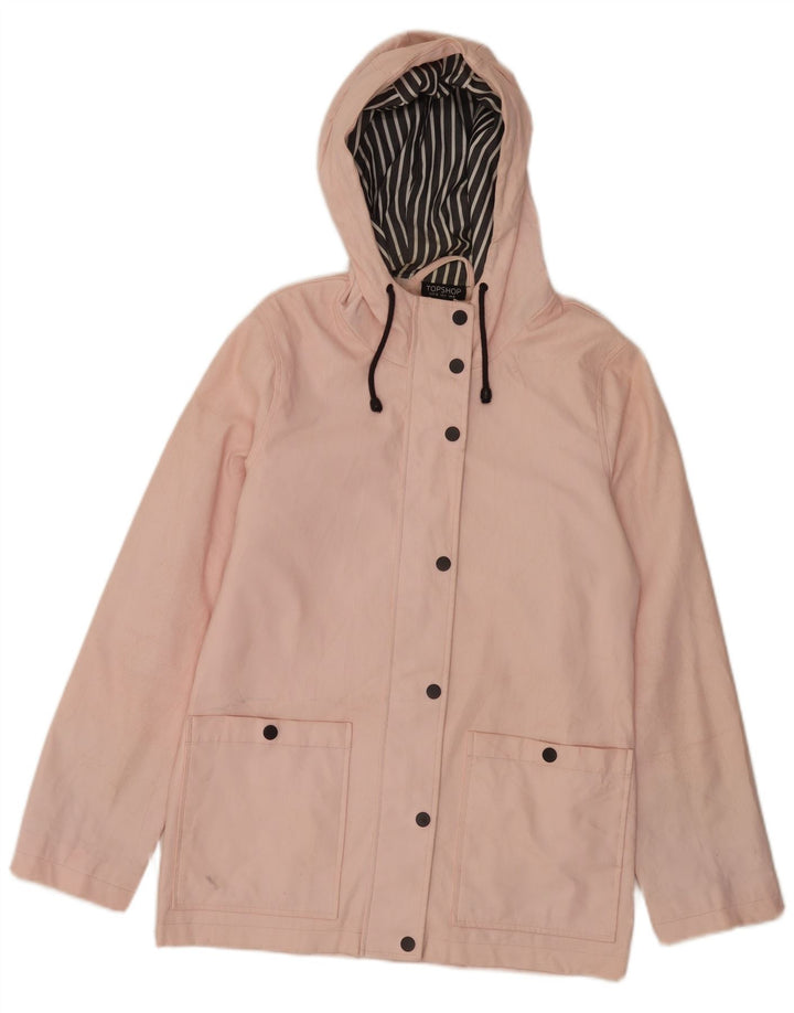 Jaqueta de chuva feminina Topshop com capuz e ajuste regular Reino Unido 8 poliéster rosa pequeno