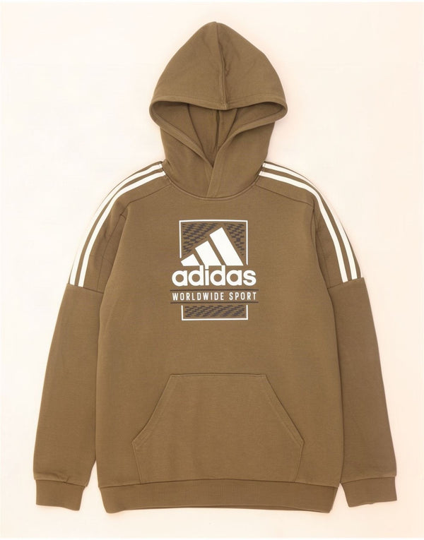 Adidas meninos gráfico moletom com capuz 15-16 anos algodão cáqui