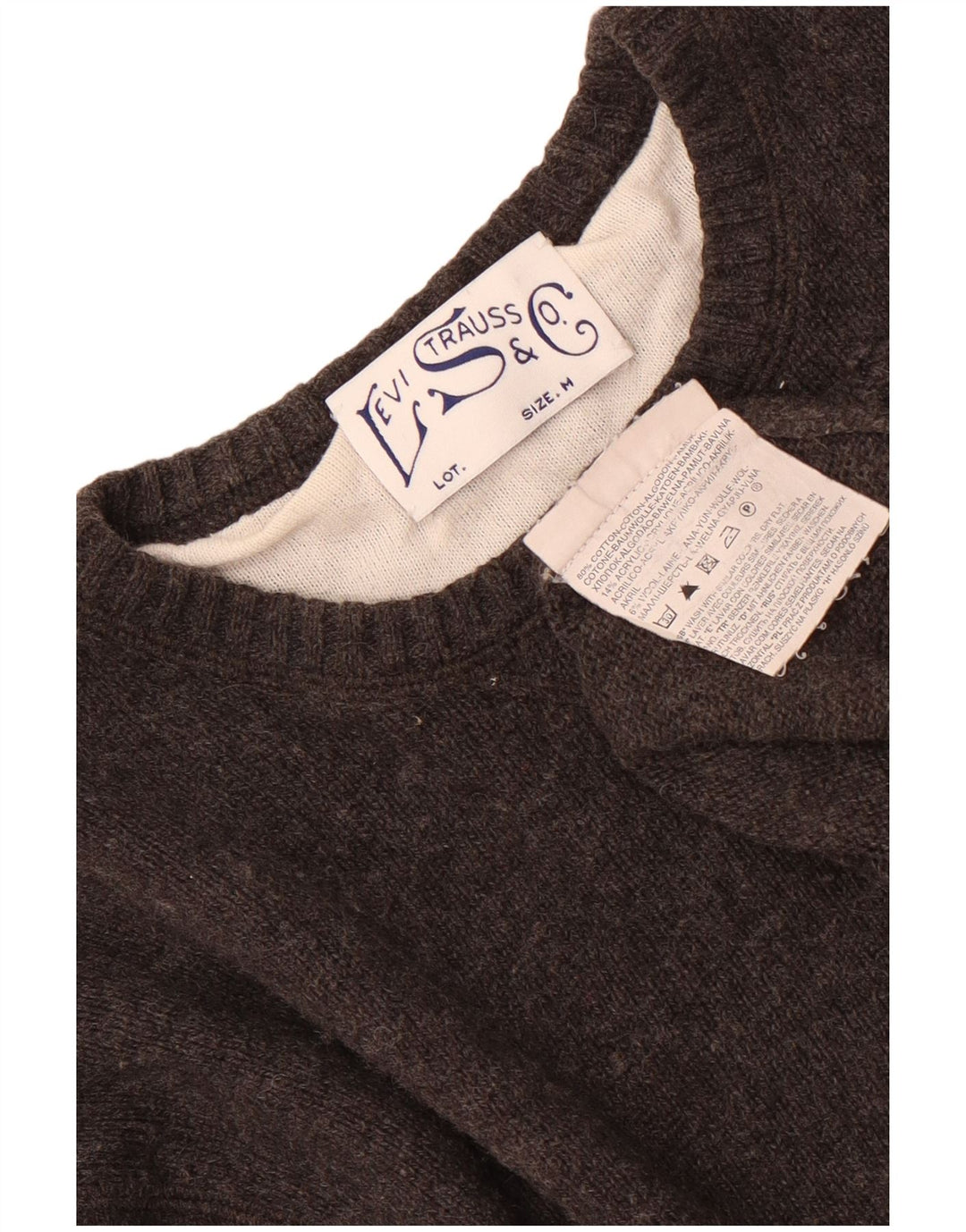 Suéter feminino Levi's com gola redonda UK 14 algodão cinza médio