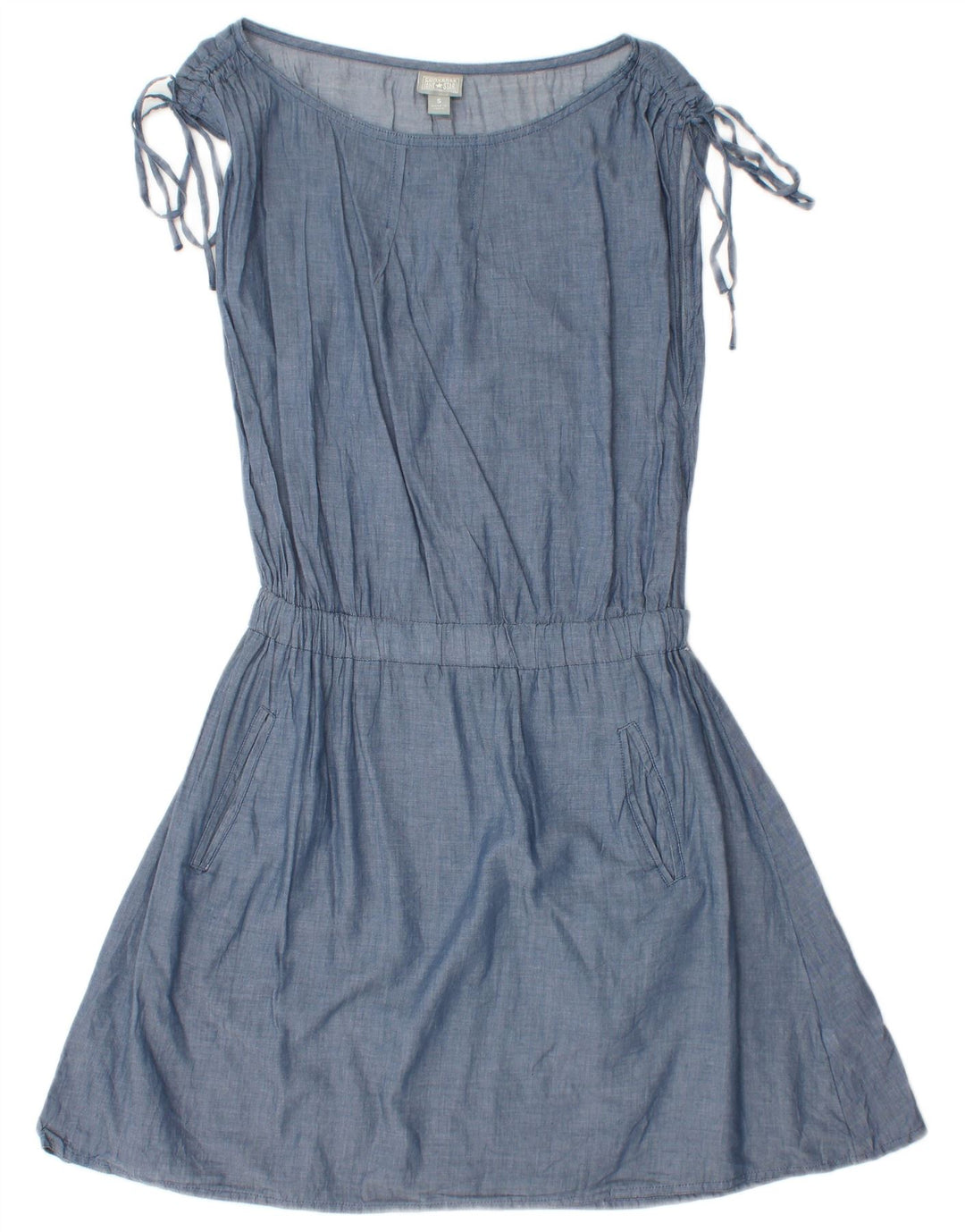 Vestido feminino CONVERSE sem mangas evasê UK 10 algodão azul pequeno