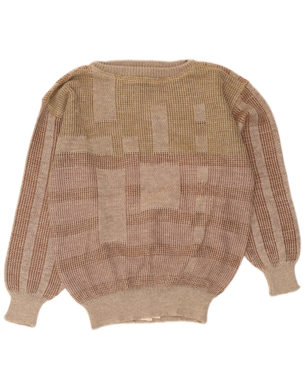 I Maschi Suéter feminino com gola canoa IT 48 XL linho listrado marrom