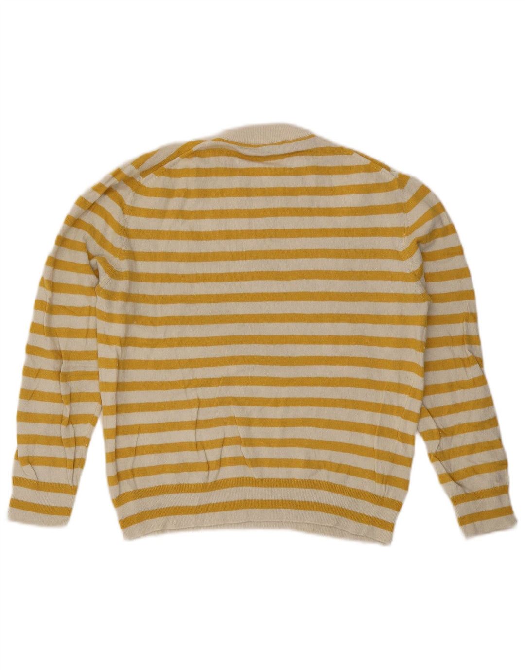 Zara Suéter feminino com gola redonda e gola redonda, poliamida listrada amarela média, Reino Unido 14