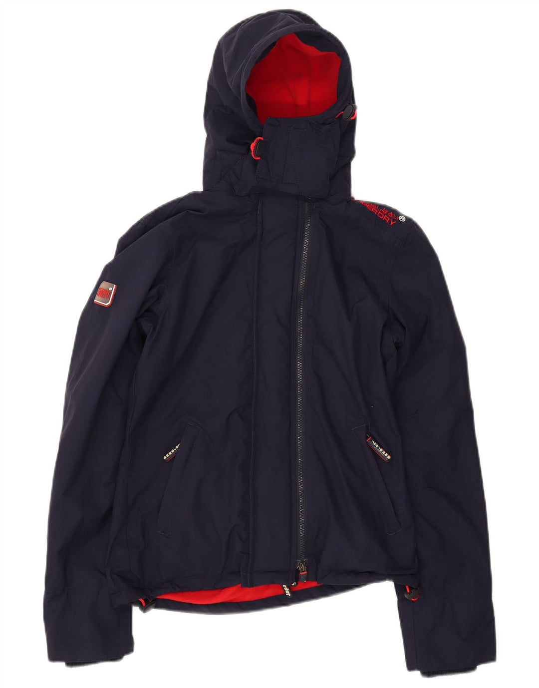 Jaqueta corta-vento feminina SUPERDRY com capuz e capuz Reino Unido 6 XS azul marinho