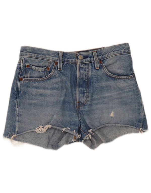 Shorts jeans feminino Levi's 501 desgastado W26 pequeno algodão azul