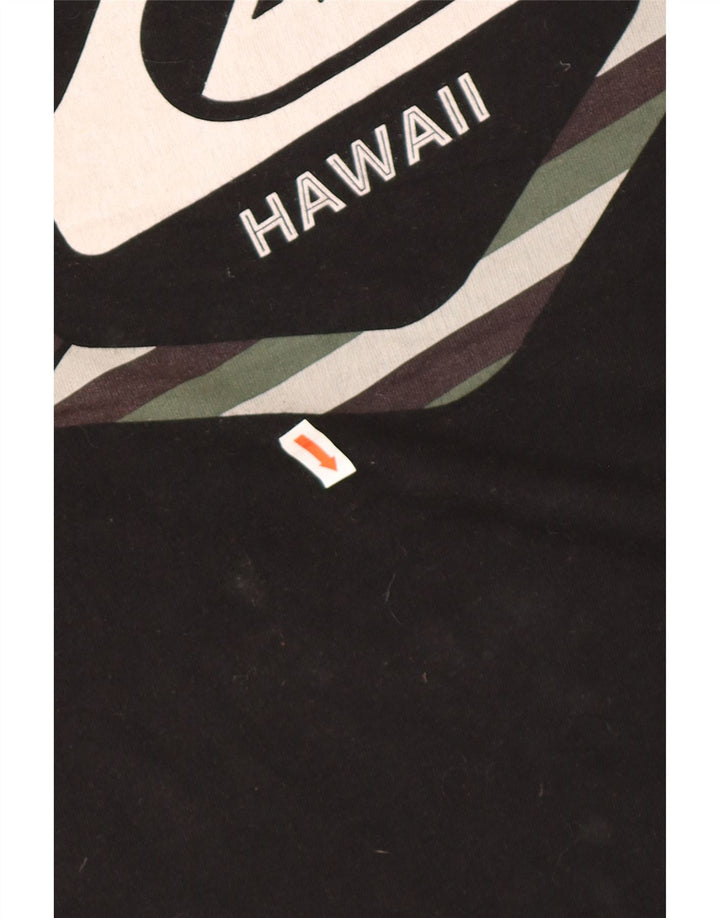 Camiseta masculina QUIKSILVER Hawaii Regular Fit com estampa gráfica grande de algodão preto