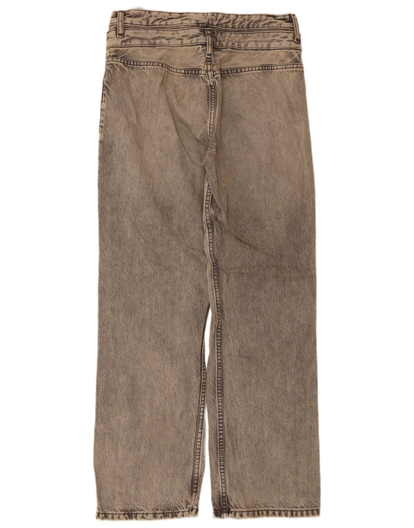 Zara Jeans feminino cintura alta com perna larga EU 36 XS W26 L29 algodão cinza