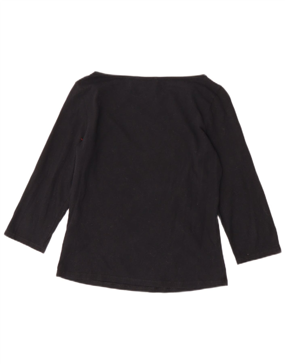 Top curto feminino Marks & Spencer manga 3/4 Reino Unido 12 algodão preto médio
