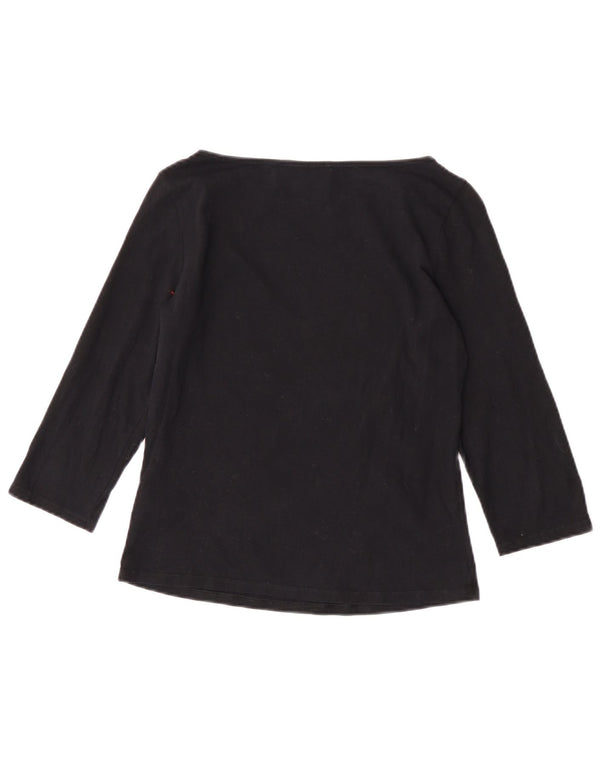 Top curto feminino Marks & Spencer manga 3/4 Reino Unido 12 algodão preto médio
