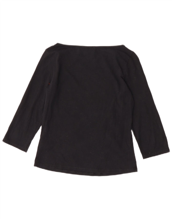 Top curto feminino Marks & Spencer manga 3/4 Reino Unido 12 algodão preto médio