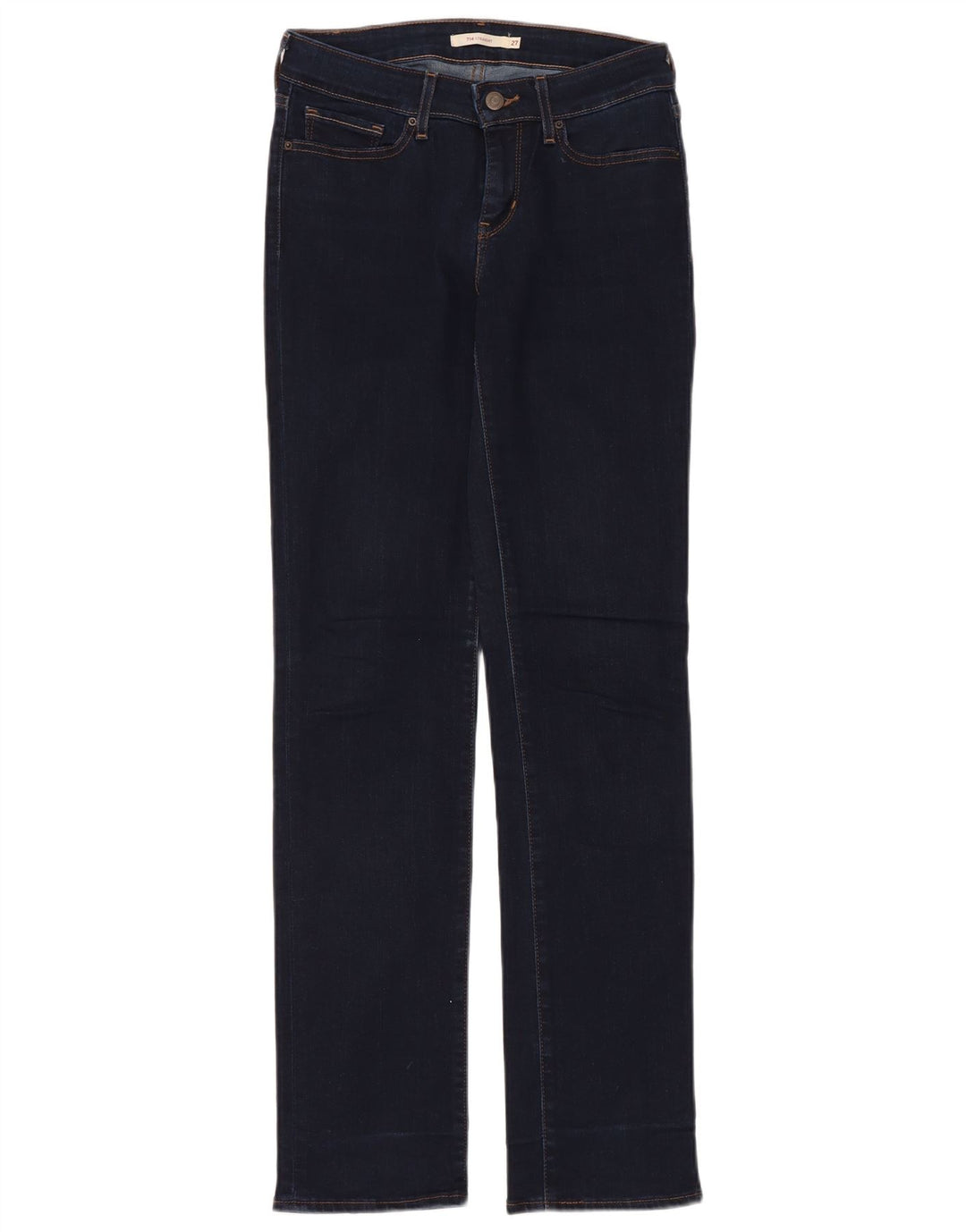 Calça jeans feminina LEVI'S 714 Straight W27 L32 azul marinho algodão