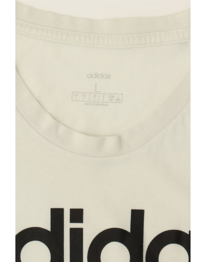 ADIDAS Mens Graphic T-Shirt Top Large White Cotton Vintage Adidas and Second-Hand Adidas from Messina Hembry 