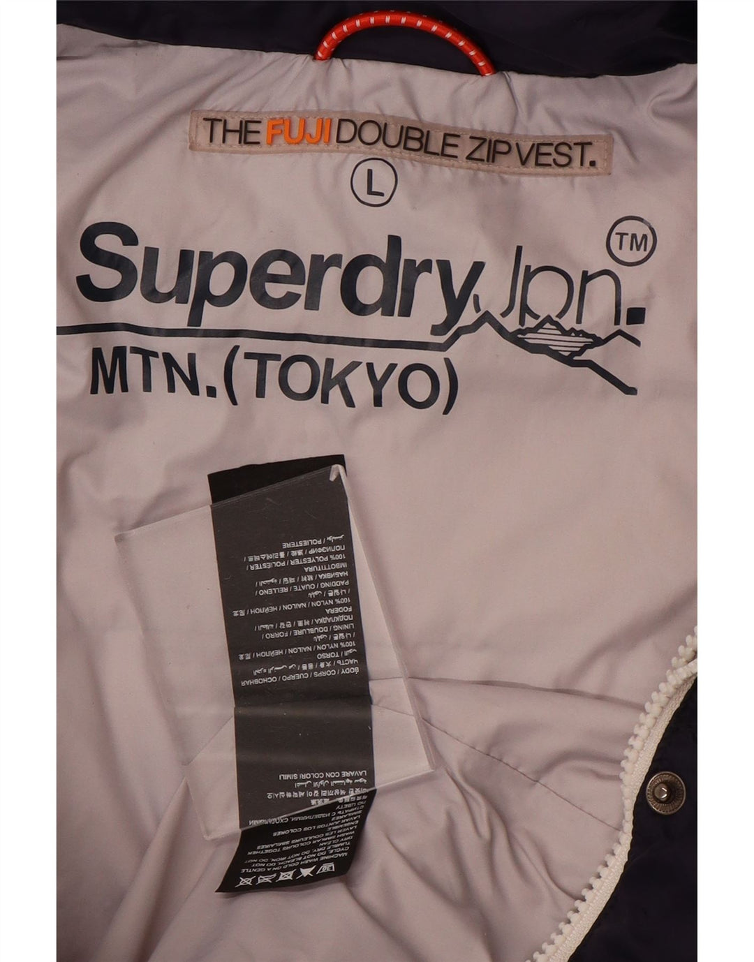 Colete acolchoado com capuz feminino SUPERDRY UK 14 grande poliéster azul marinho