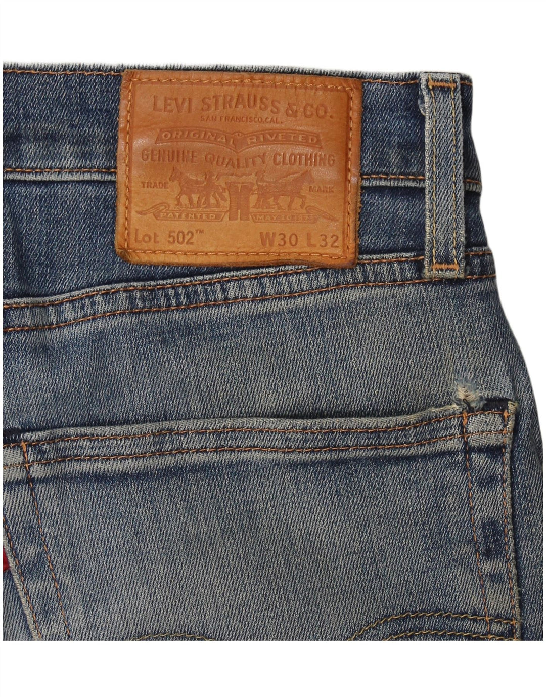 Levi's Masculino 502 Distressed Tapered Jeans W30 L32 Azul Algodão