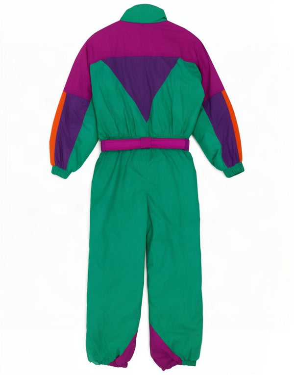Macacão de esqui feminino vintage IT 48 XL multicolorido Colourblock poliamida