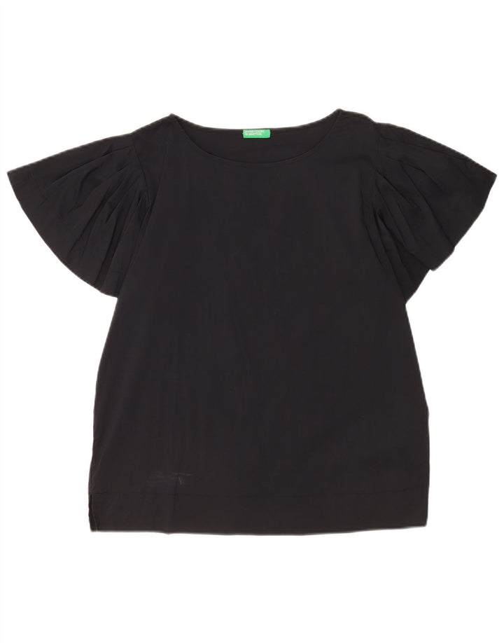 Blusa oversized feminina Benetton UK 10 pequeno algodão preto