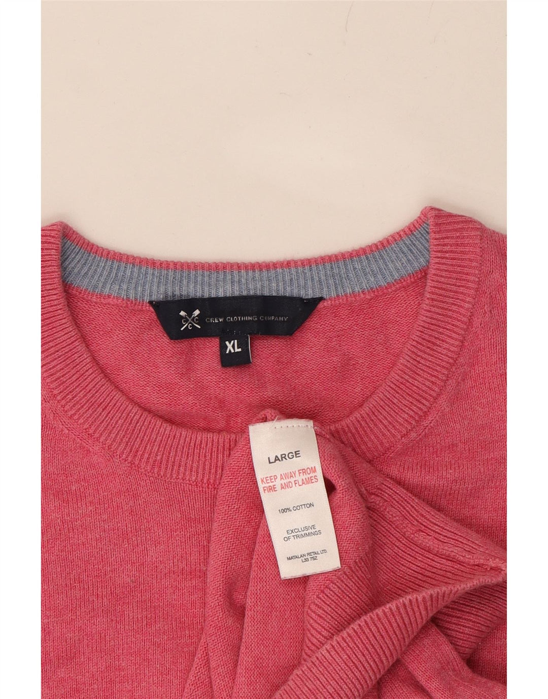 CREW CLOTHING Mens Crew Neck Jumper Sweater XL Pink Cotton Vintage Crew Clothing and Second-Hand Crew Clothing from Messina Hembry 