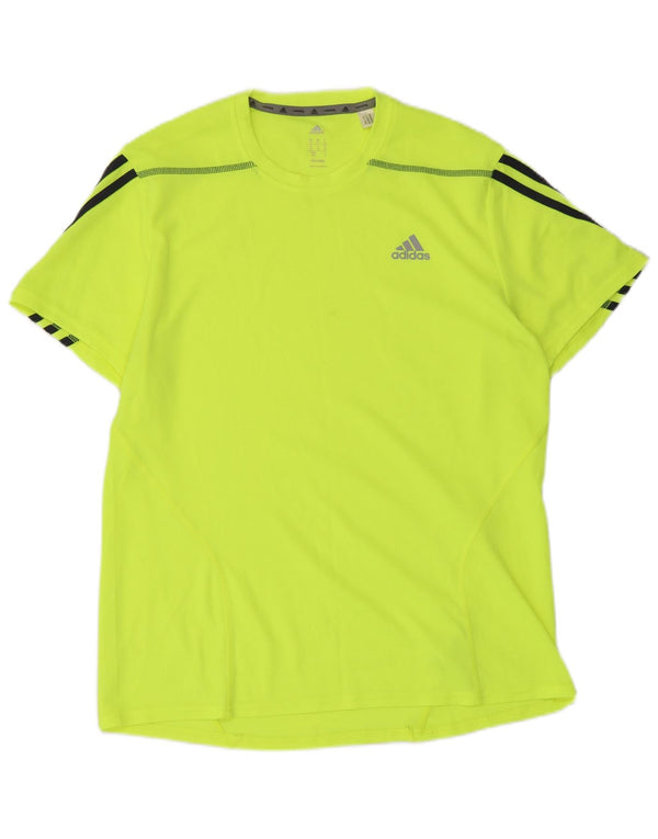 Adidas Mens Climalite Camiseta Top Médio Poliéster Amarelo