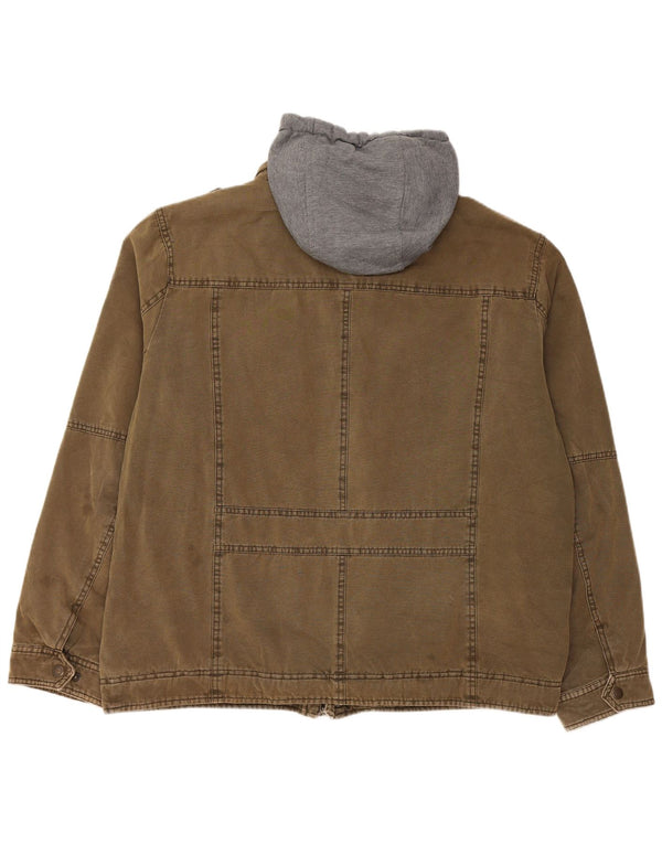Jaqueta jeans masculina com capuz militar LEVI'S Sherpa Reino Unido 42 XL algodão cáqui