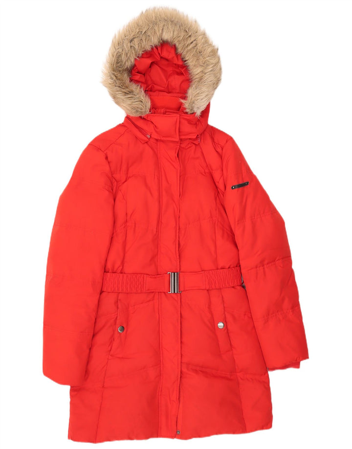 Casaco acolchoado com capuz feminino Esprit UK 10 pequeno poliéster vermelho
