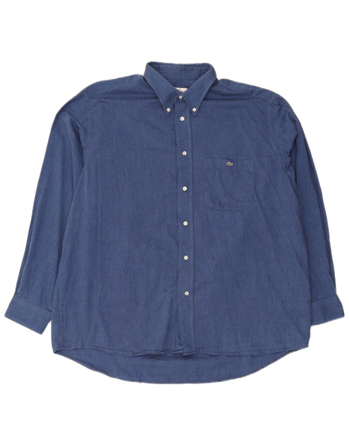 Camisa masculina Lacoste tamanho 43 XL azul algodão