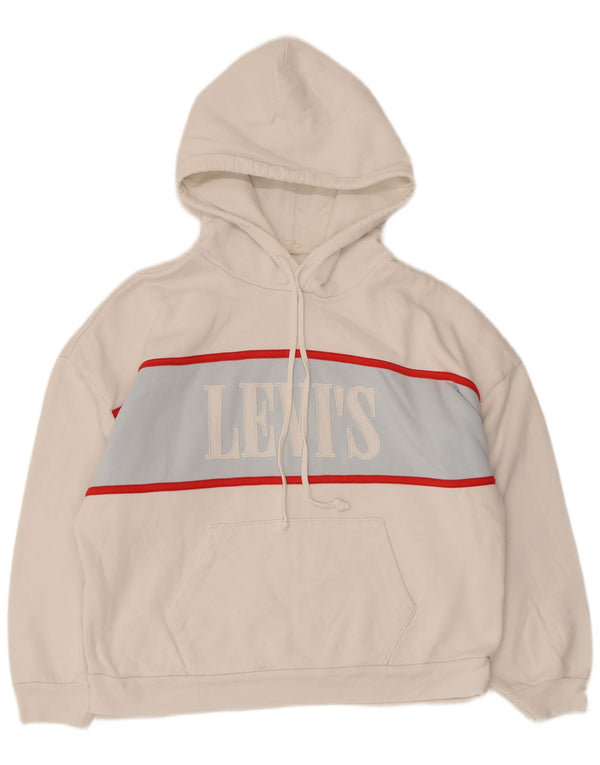Suéter feminino Levi's com capuz grande e gráfico UK 10 pequeno bloco colorido branco