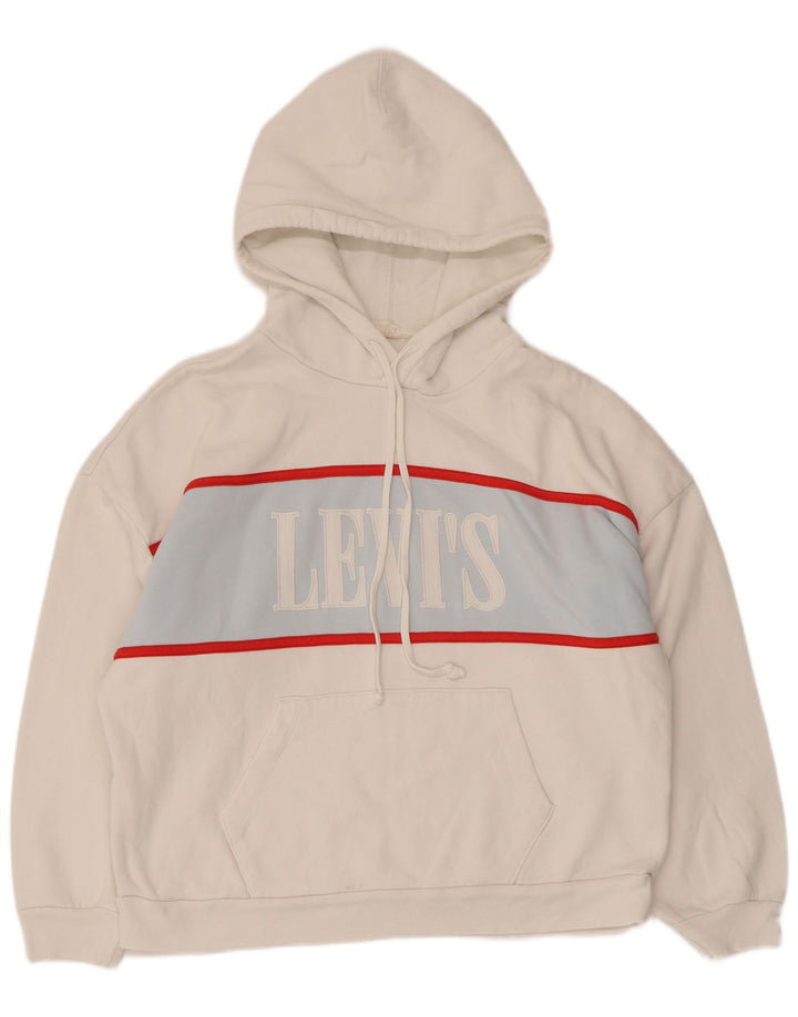 Suéter feminino Levi's com capuz grande e gráfico UK 10 pequeno bloco colorido branco