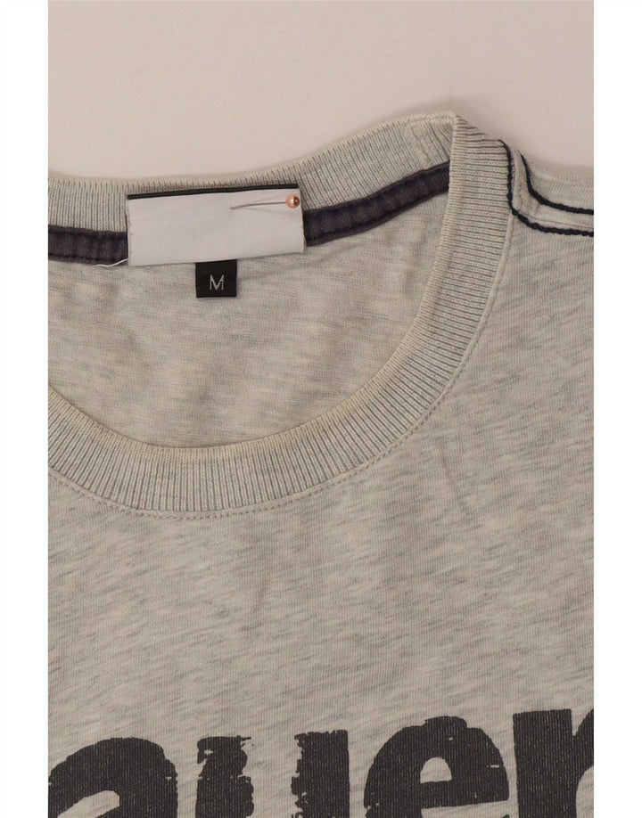 Blauer Camiseta masculina gráfica Top algodão cinza médio