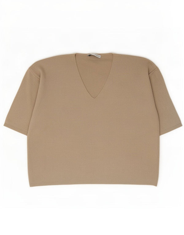 Zara blusa feminina oversized top UK 16 grande bege