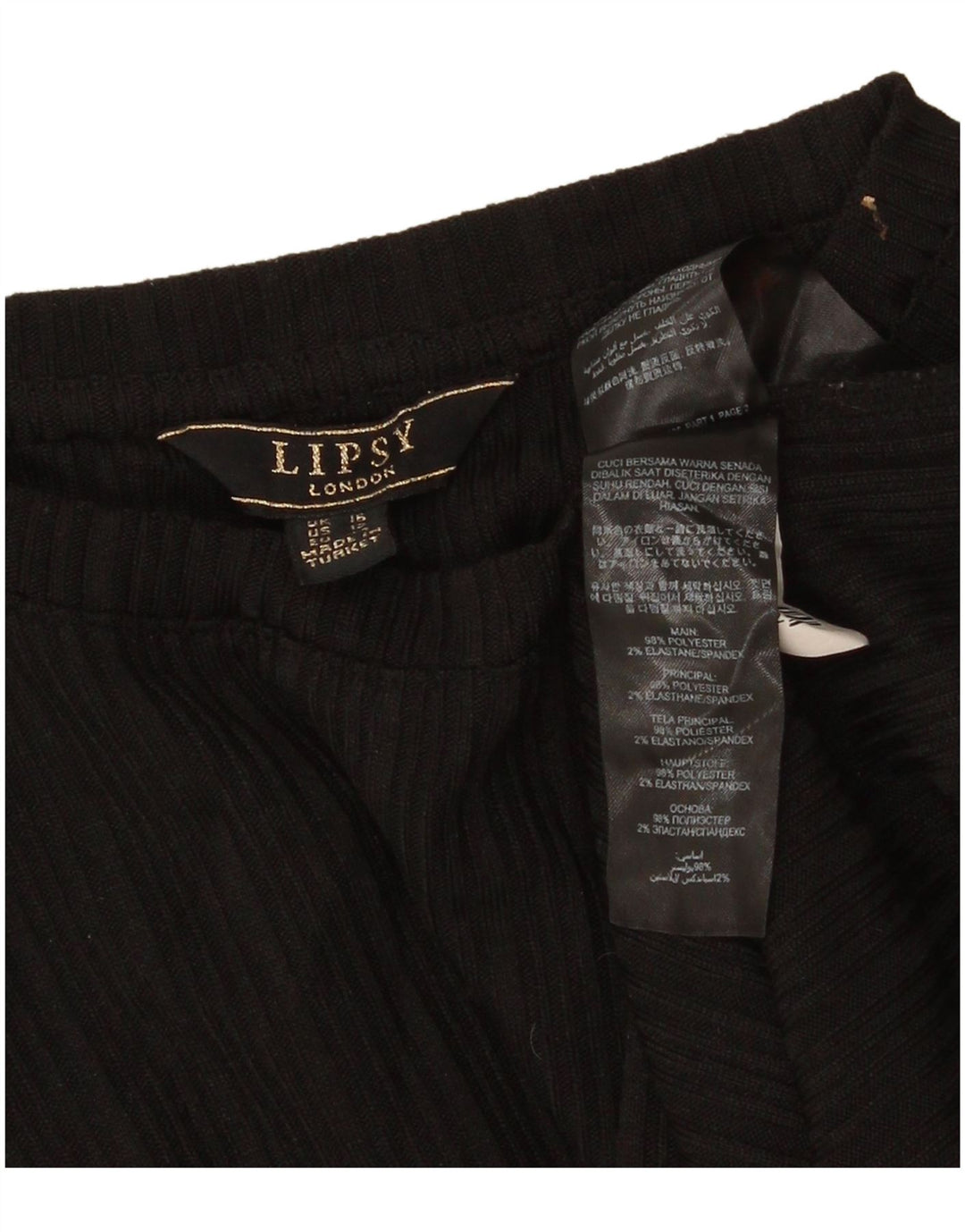 Camiseta feminina Lipsy UK 16 grande poliéster preto