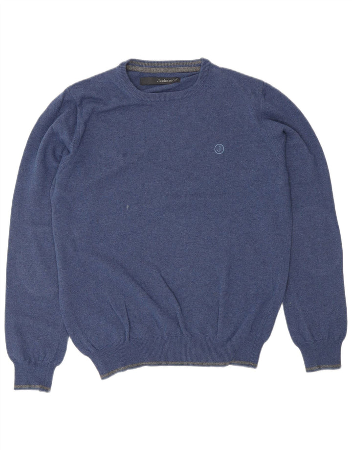 JECKERSON Suéter masculino com gola redonda pequeno azul