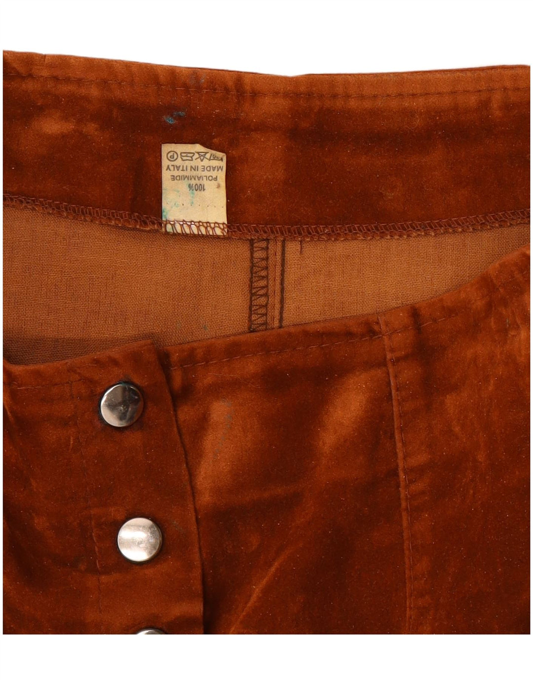 Mini saia vintage feminina em veludo W24 XS marrom poliamida