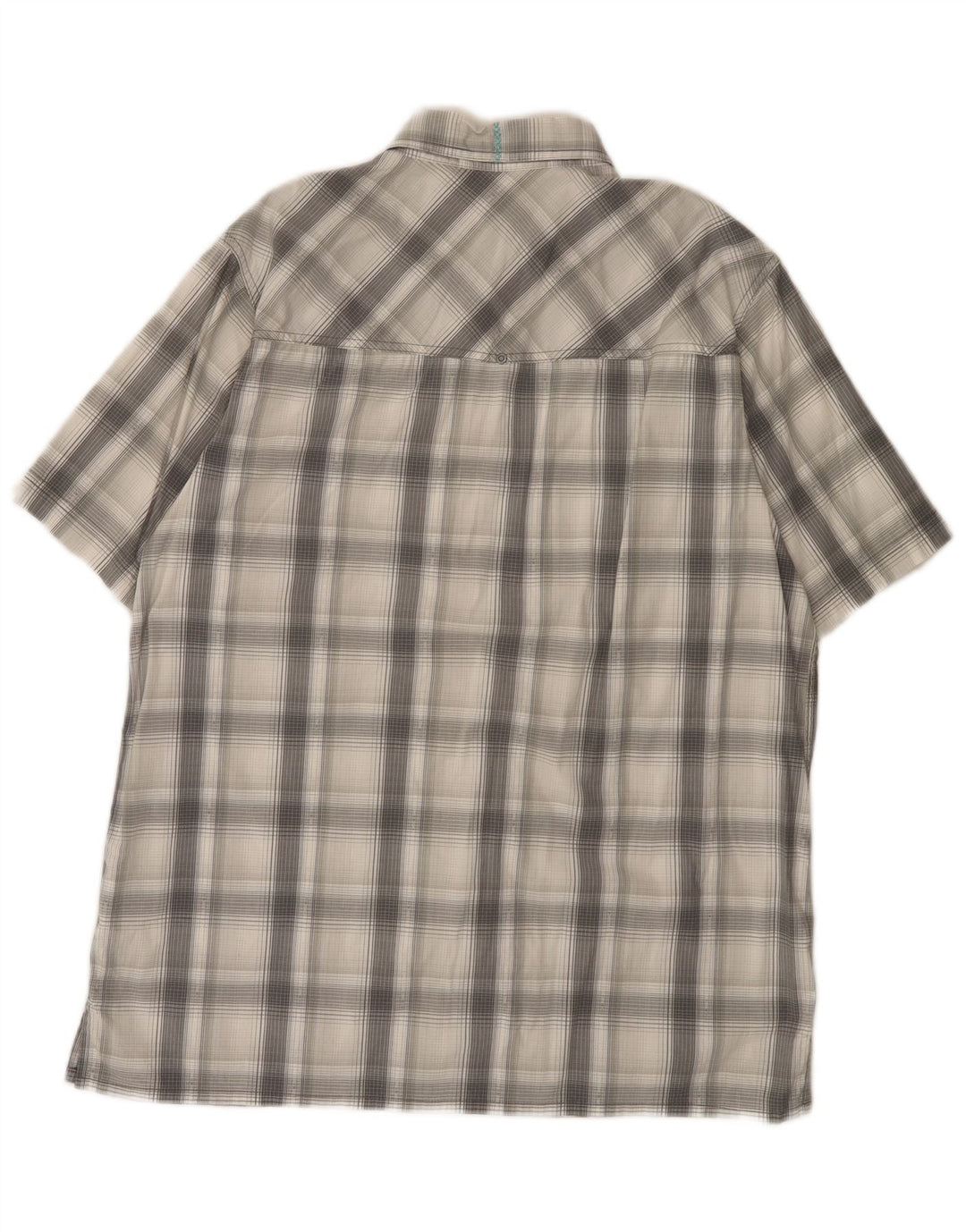 Columbia Camisa masculina de manga curta cinza médio algodão xadrez