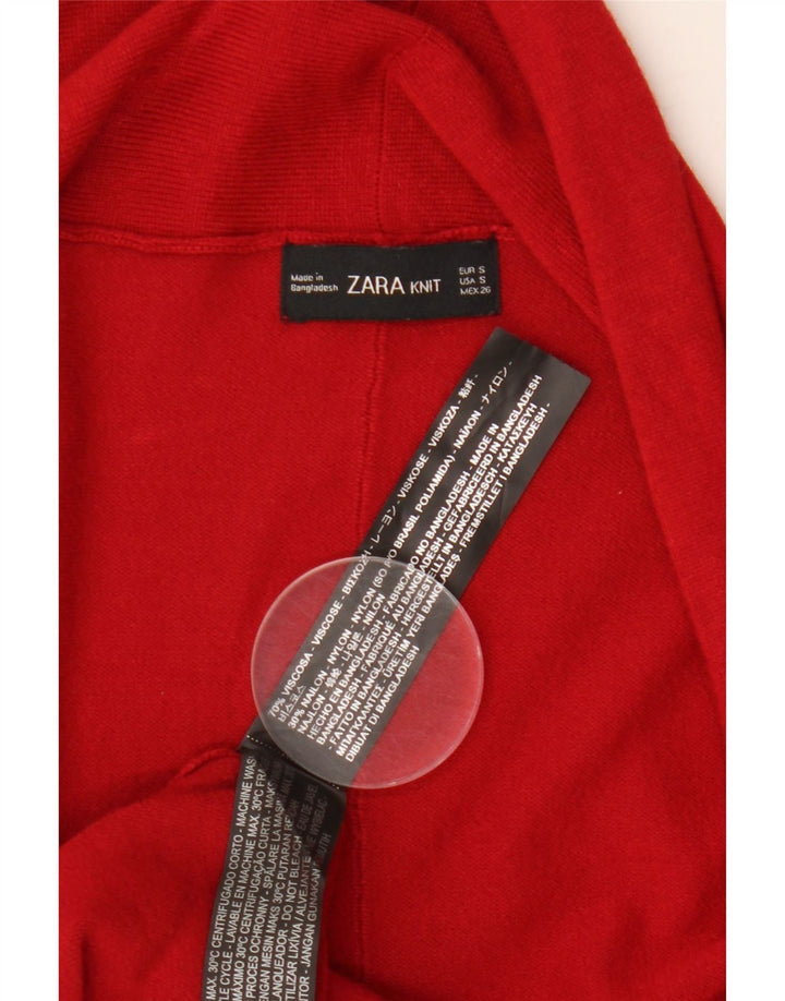 Suéter cardigã aberto feminino Zara Reino Unido 10 viscose vermelha pequena