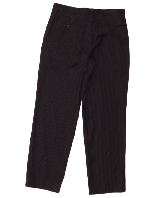 Calça masculina de terno reto Marks & Spencer W30 L29 listrada azul marinho
