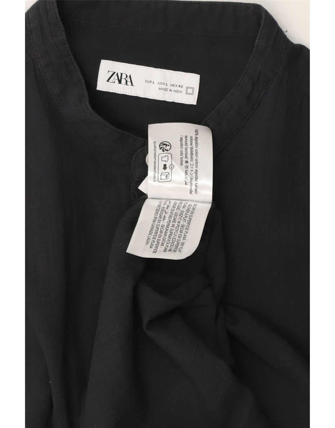 Camisa masculina ZARA grande algodão preto