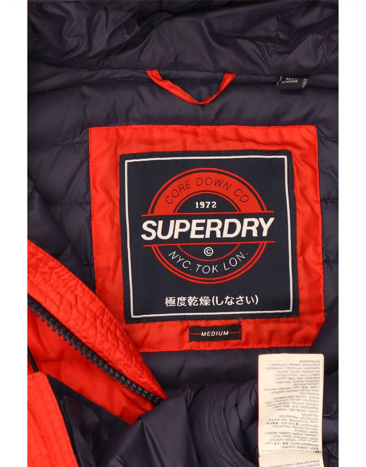 Jaqueta acolchoada com capuz feminina Superdry UK 14 nylon vermelho médio
