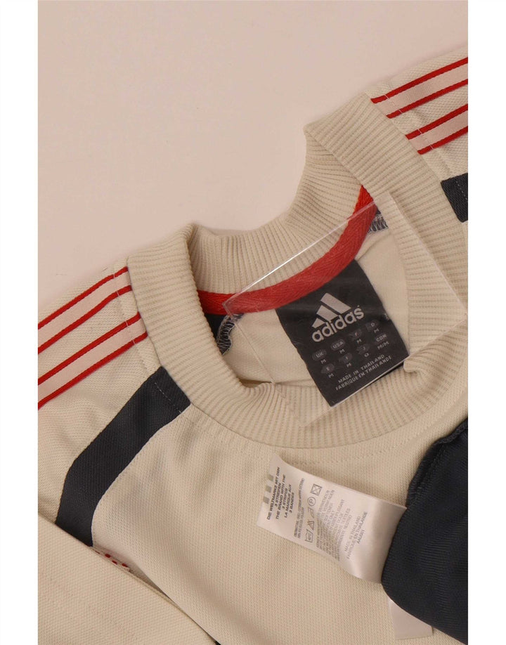 Adidas Mens T-Shirt Top Médio Bege Colourblock Poliéster