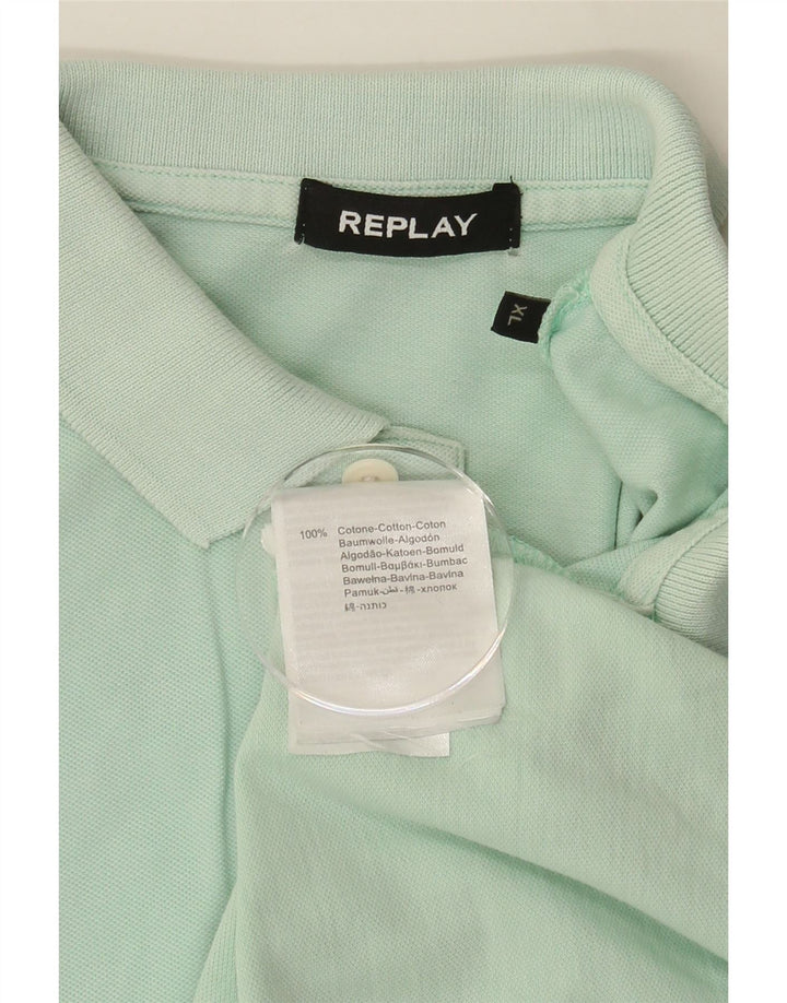 REPLAY Mens Polo Shirt XL Green Cotton Vintage Replay and Second-Hand Replay from Messina Hembry 