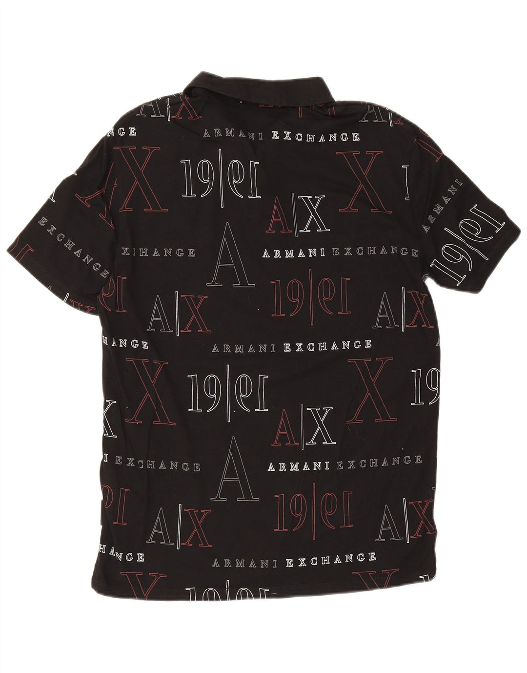 Camisa polo masculina Armani Exchange gráfica pequena de algodão preto