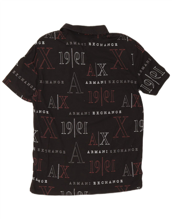 Camisa polo masculina Armani Exchange gráfica pequena de algodão preto