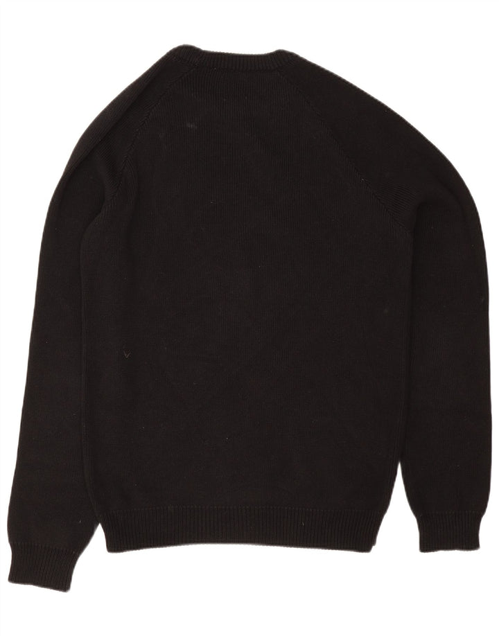 Zara Suéter masculino com gola redonda, algodão preto médio