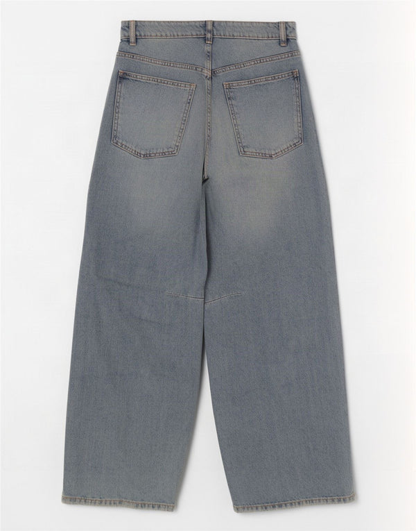 Zara Calça jeans feminina balão cintura alta EU 36 XS W26 L29 azul algodão