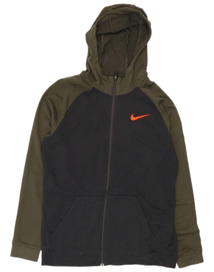 Suéter Nike masculino com capuz e zíper grande preto colorido em poliéster