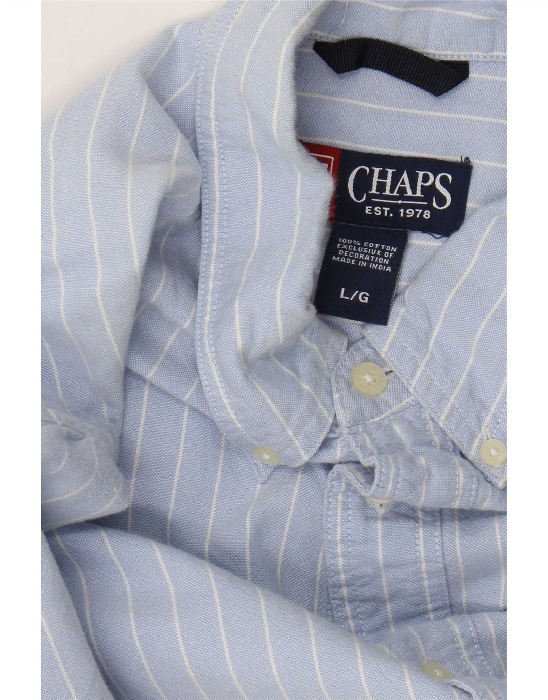 Camisa masculina Chaps de algodão listrado azul grande