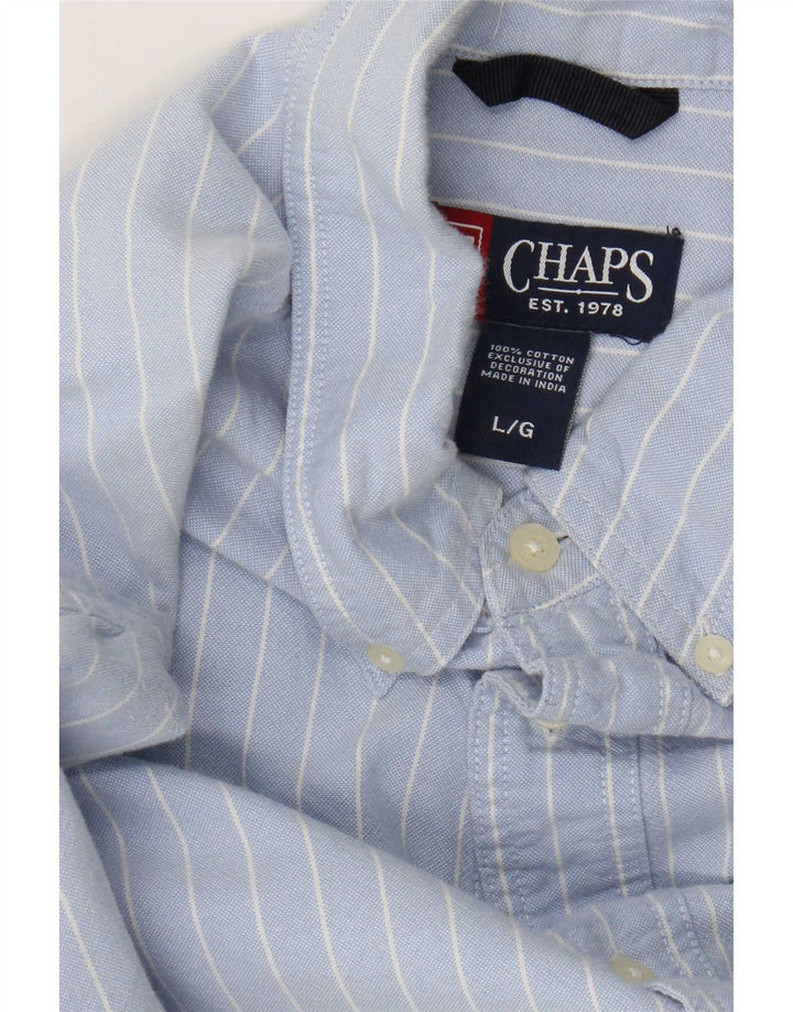 Camisa masculina Chaps de algodão listrado azul grande
