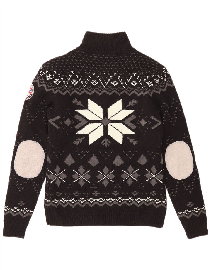 Suéter masculino Nebulus com zíper e pescoço, grande, preto, Fair Isle, acrílico